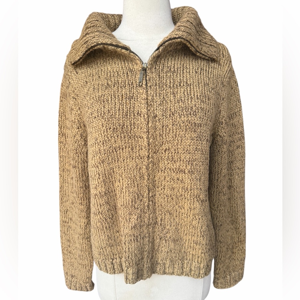 Late 1990s/Y2K Nine & Company Mid-Weight Full Front Zip Oversized Collar Chunky